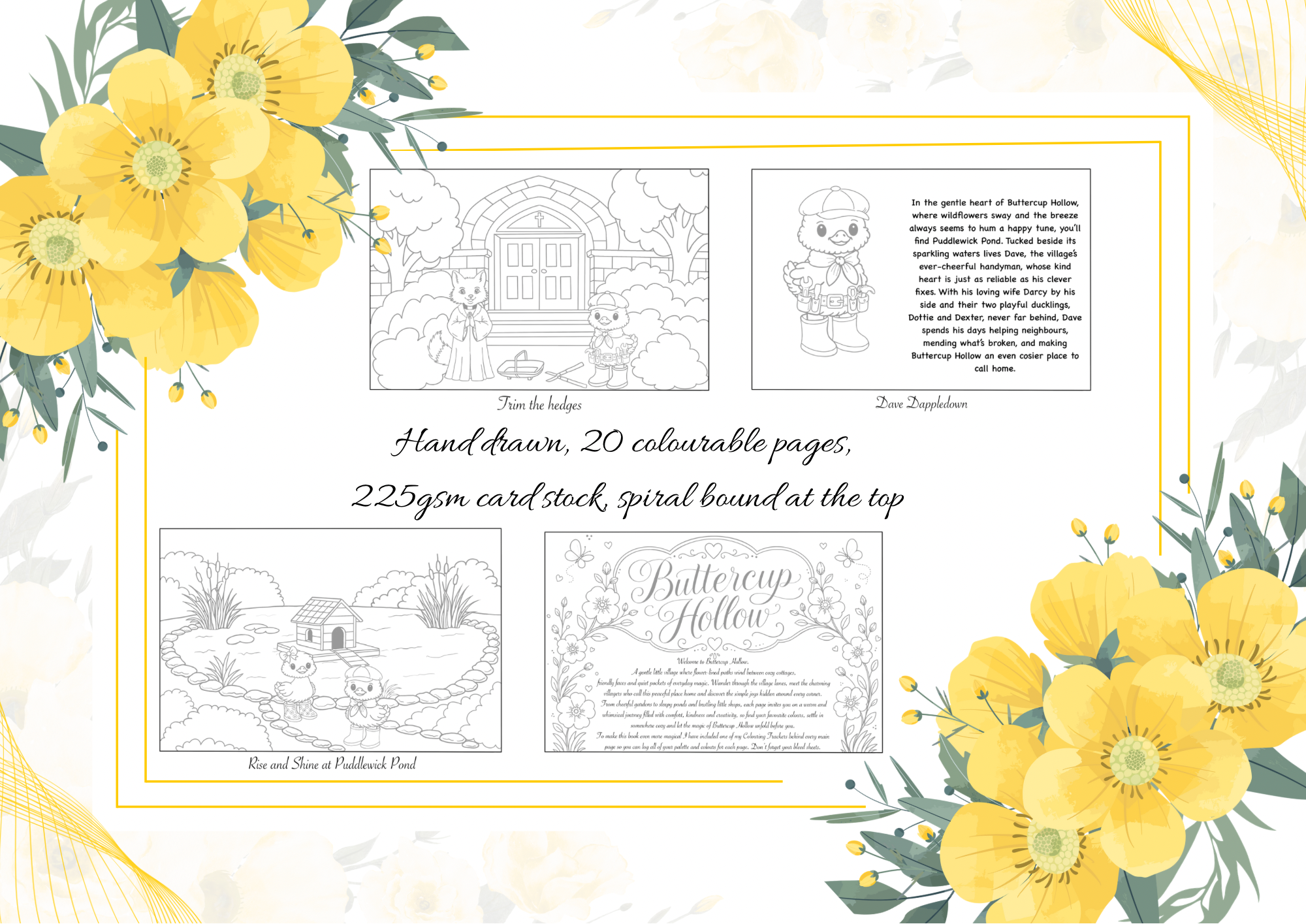 Buttercup Hollow Cardstock Colouring Book