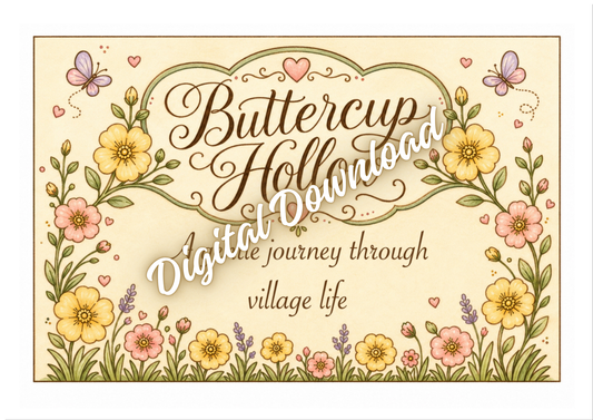 Buttercup Hollow Digital Download Colouring Book (Black and White) A4